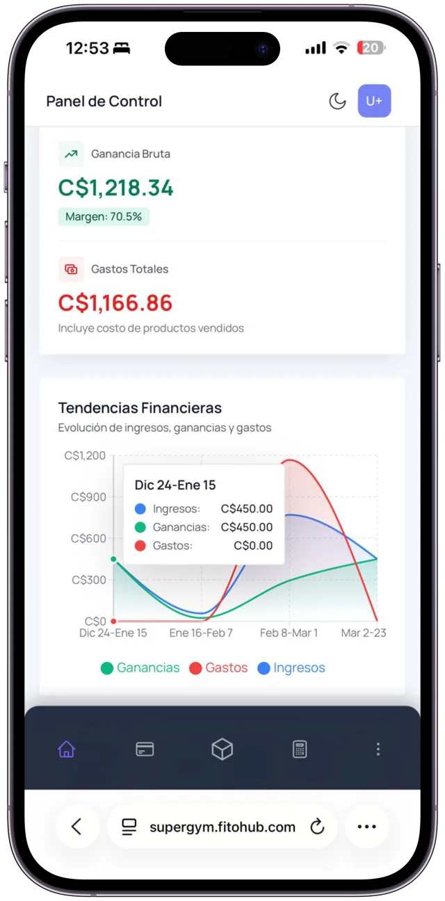 El mismo panel de control visto desde un teléfono